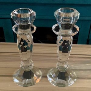 6.5" Crystal Candlestick Multi-faceted candle holder brilliant Christmas Dinner